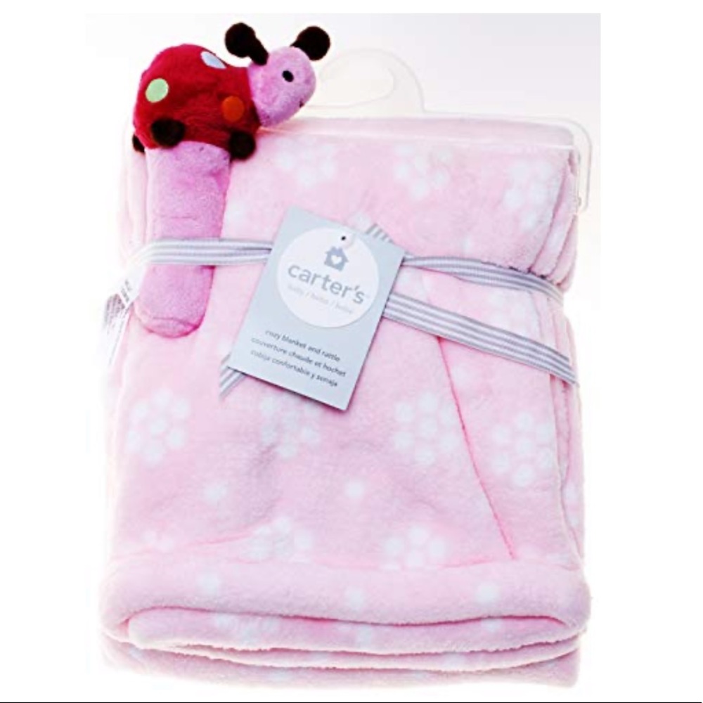 COPY - Carter’s Pink Baby Blanket with Ladybug Rattle